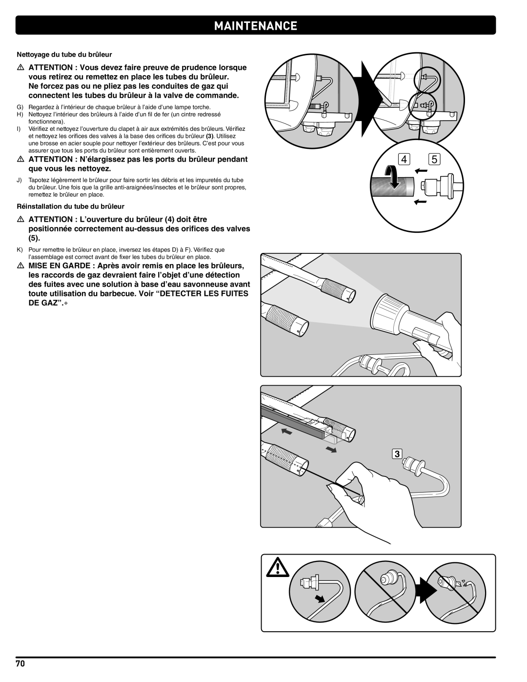 Weber 300 manual Nettoyage du tube du brûleur, Réinstallation du tube du brûleur 