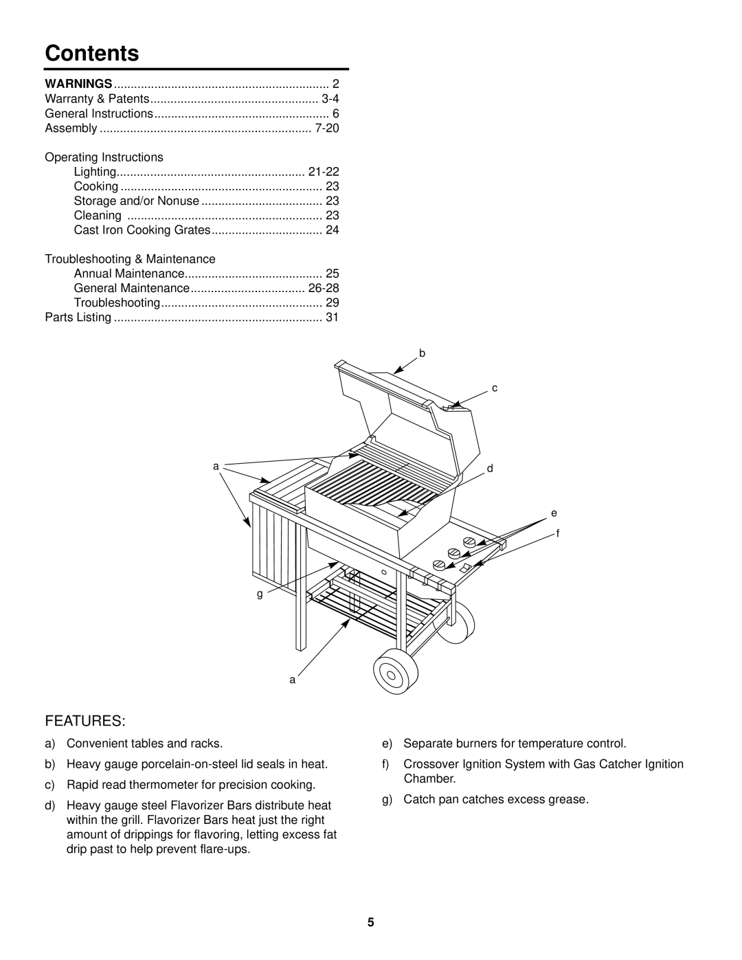 Weber 3000 LX owner manual Contents 