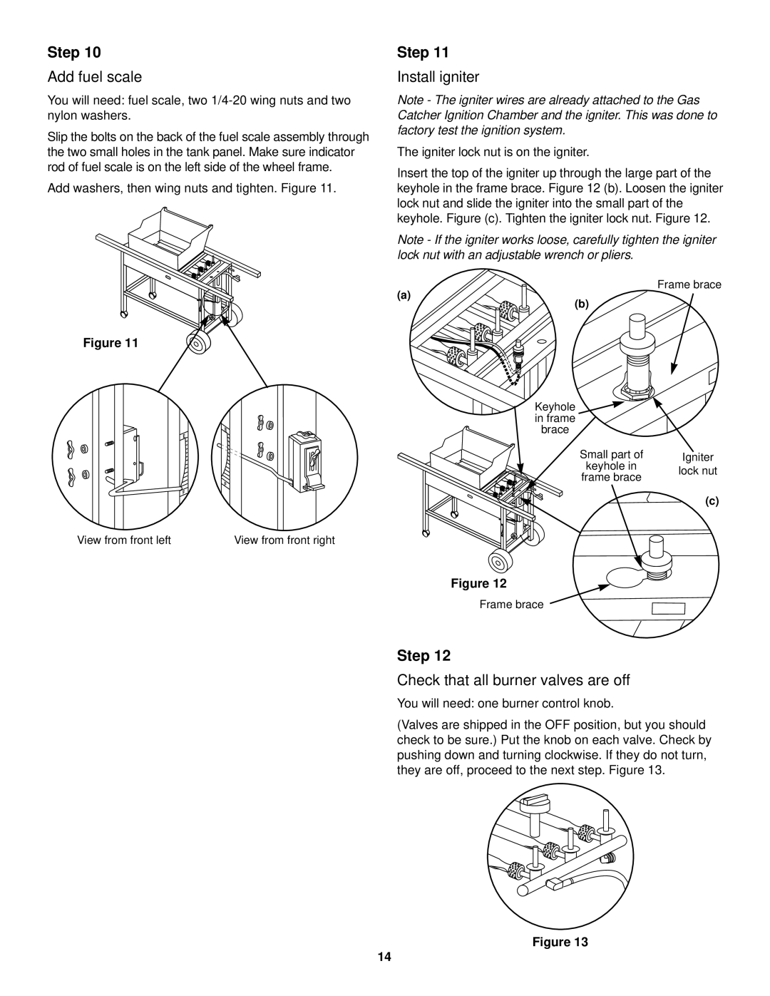 Weber 3000 LX owner manual Add fuel scale, Install igniter, Check that all burner valves are off 