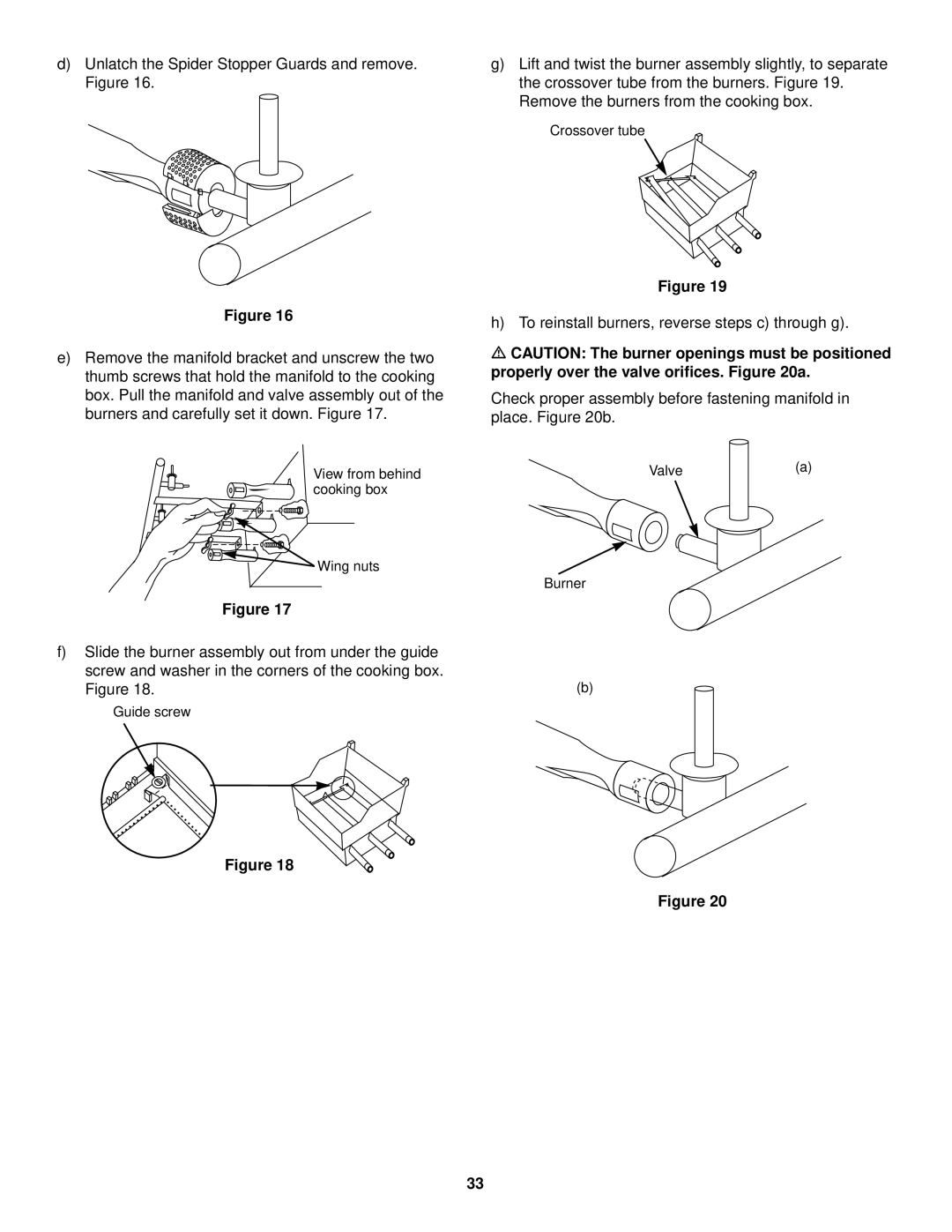 Weber 3000 LX owner manual View from behind cooking box Wing nuts 