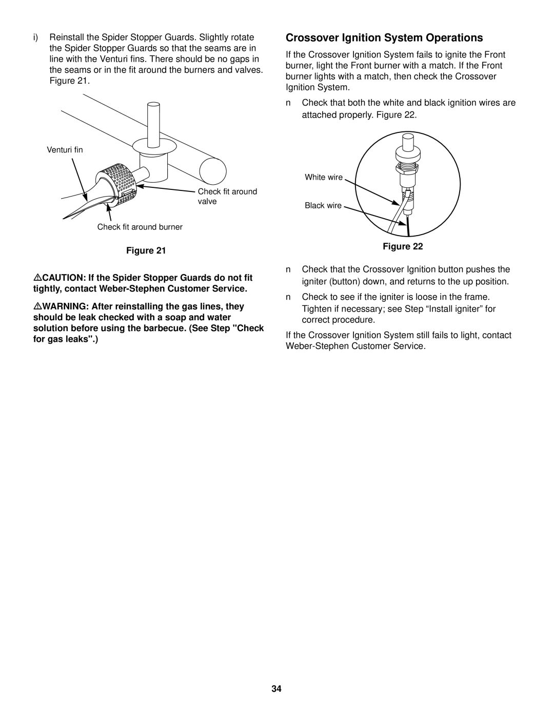 Weber 3000 LX owner manual Crossover Ignition System Operations 