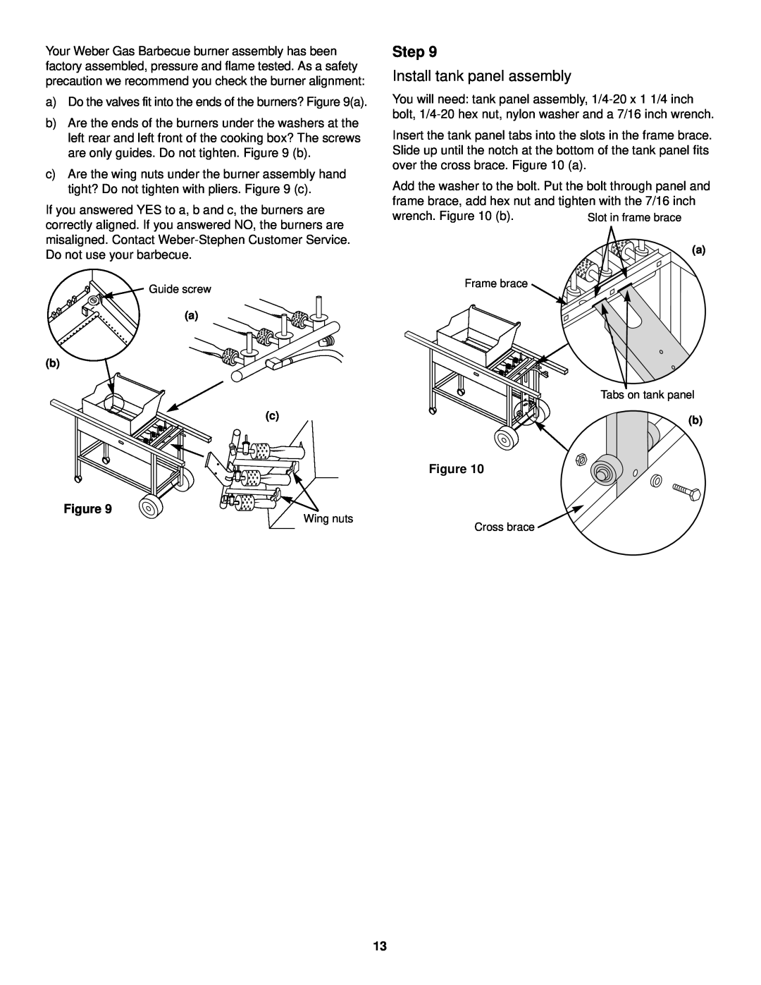 Weber 3000 LX owner manual Step, Install tank panel assembly 