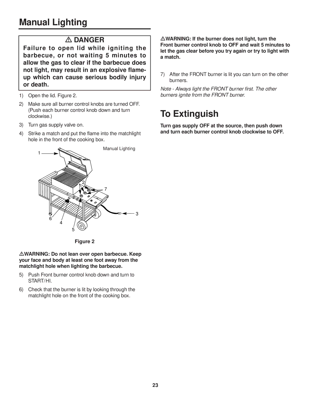 Weber 3000 Series owner manual Manual Lighting 