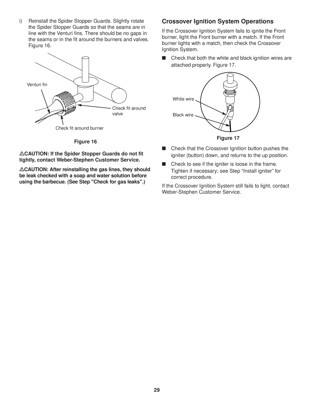 Weber 3000 Series owner manual Crossover Ignition System Operations 