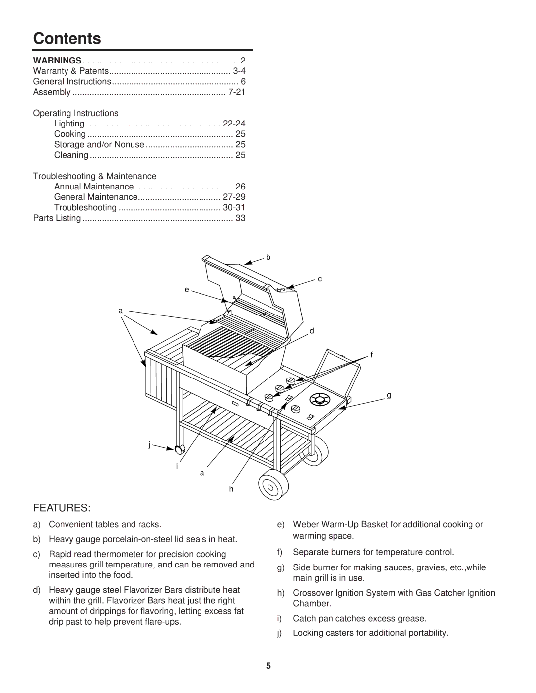 Weber 3000 Series owner manual Contents 