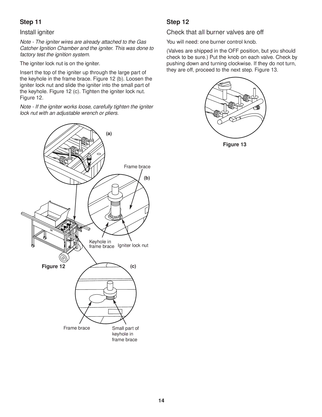 Weber 3000 owner manual Install igniter, Check that all burner valves are off 