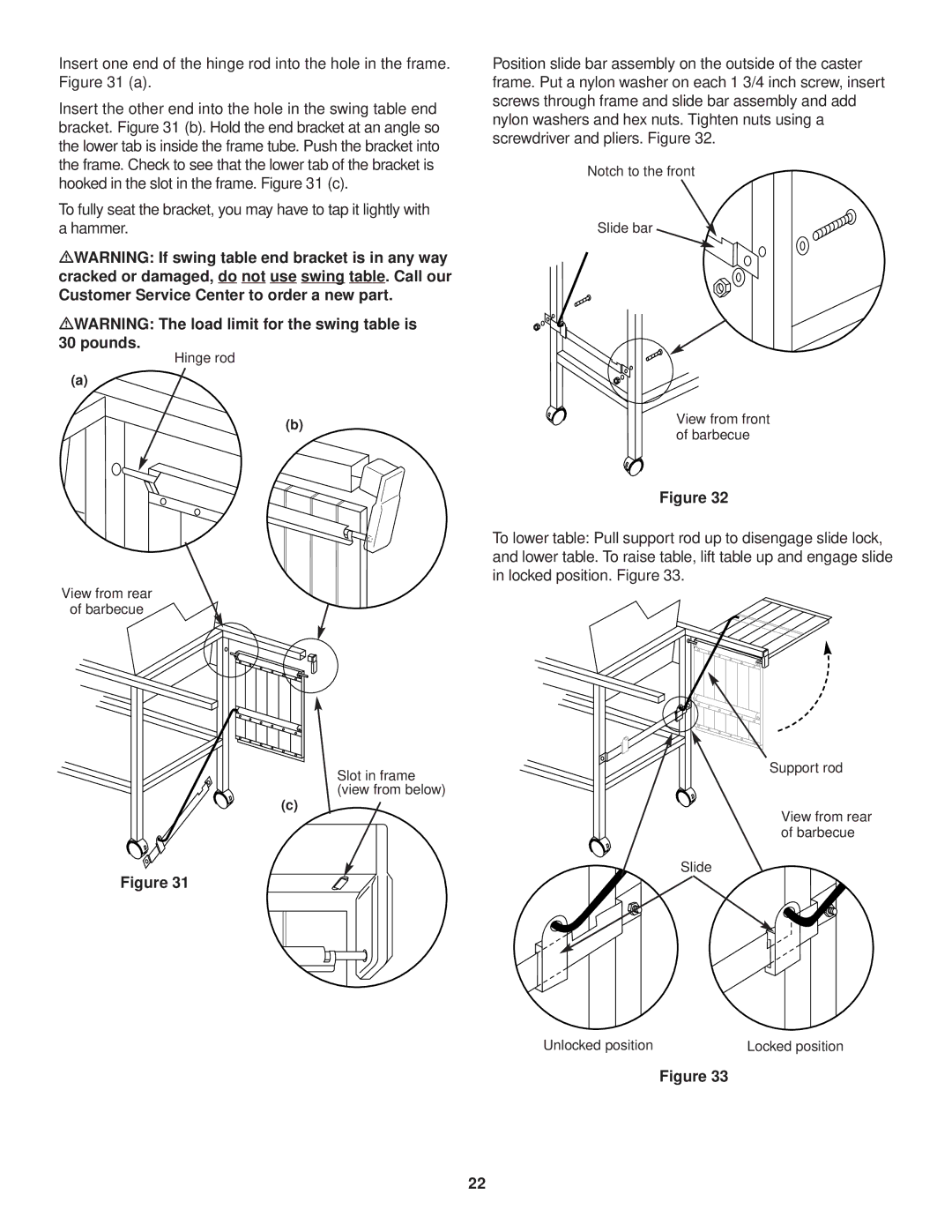 Weber 3000 owner manual Notch to the front Slide bar View from front of barbecue 