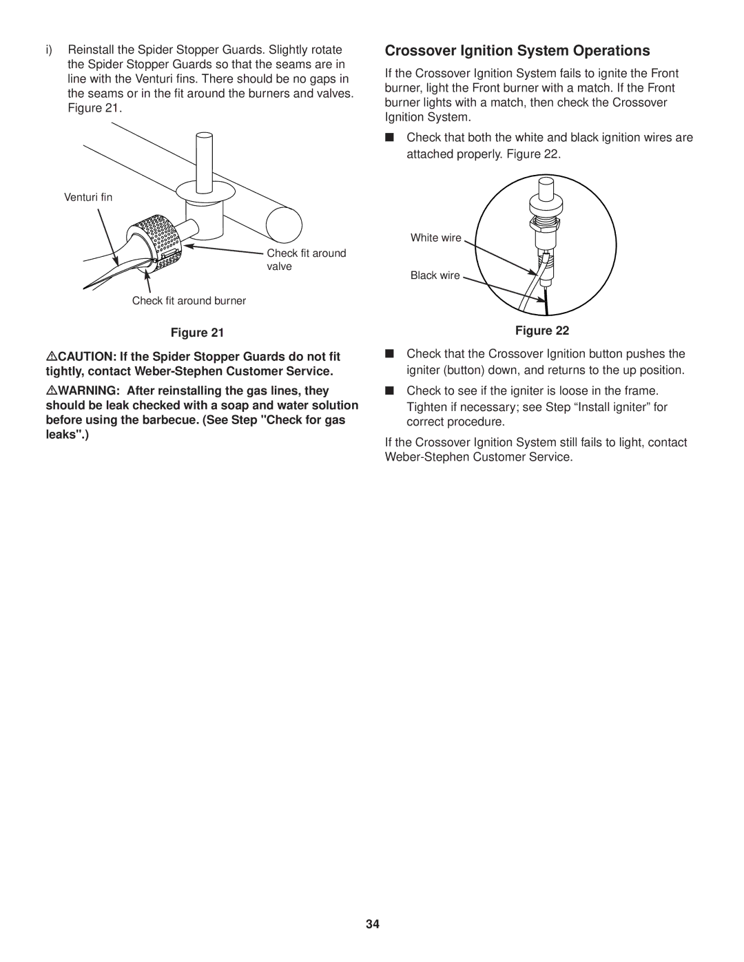 Weber 3000 owner manual Crossover Ignition System Operations 