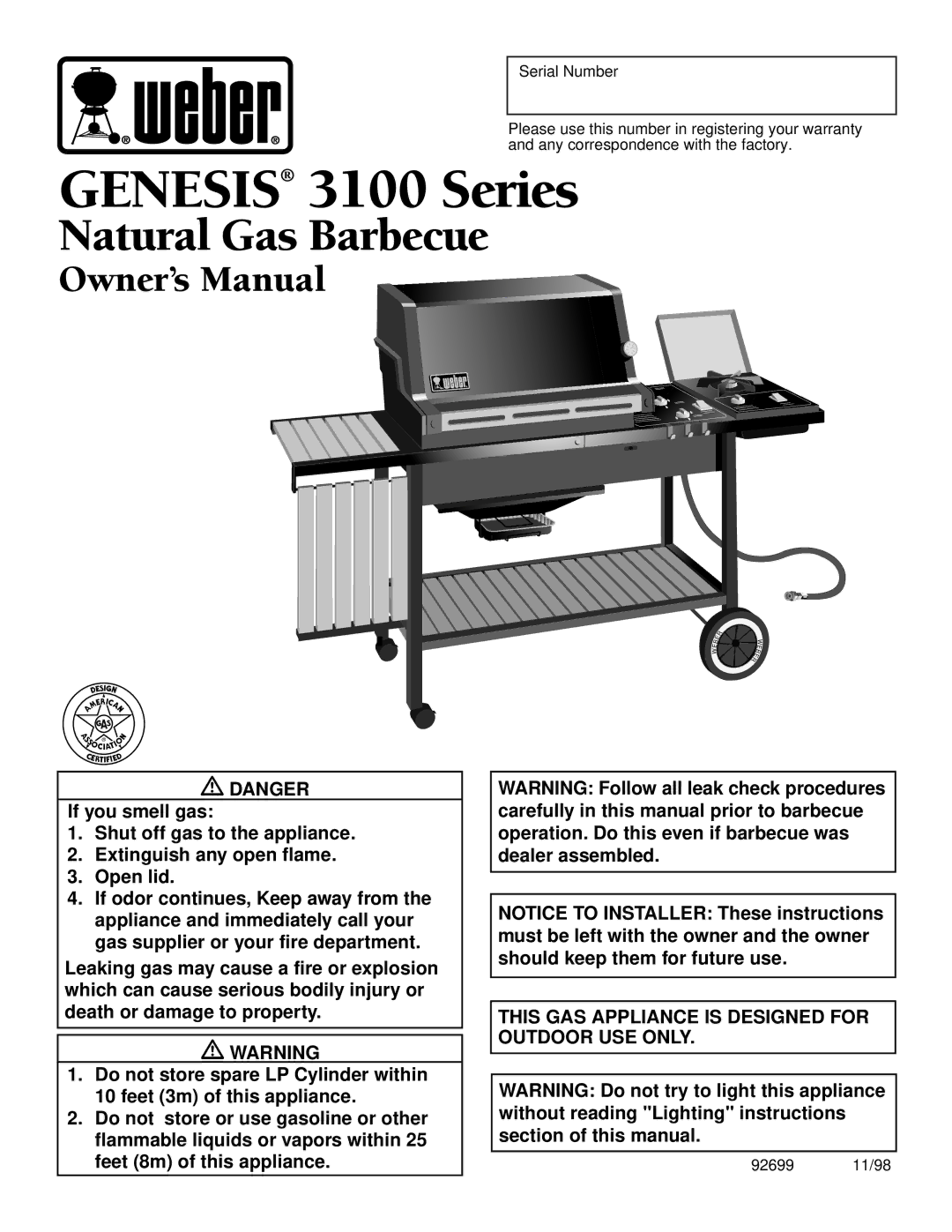 Weber owner manual Genesis 3100 Series 