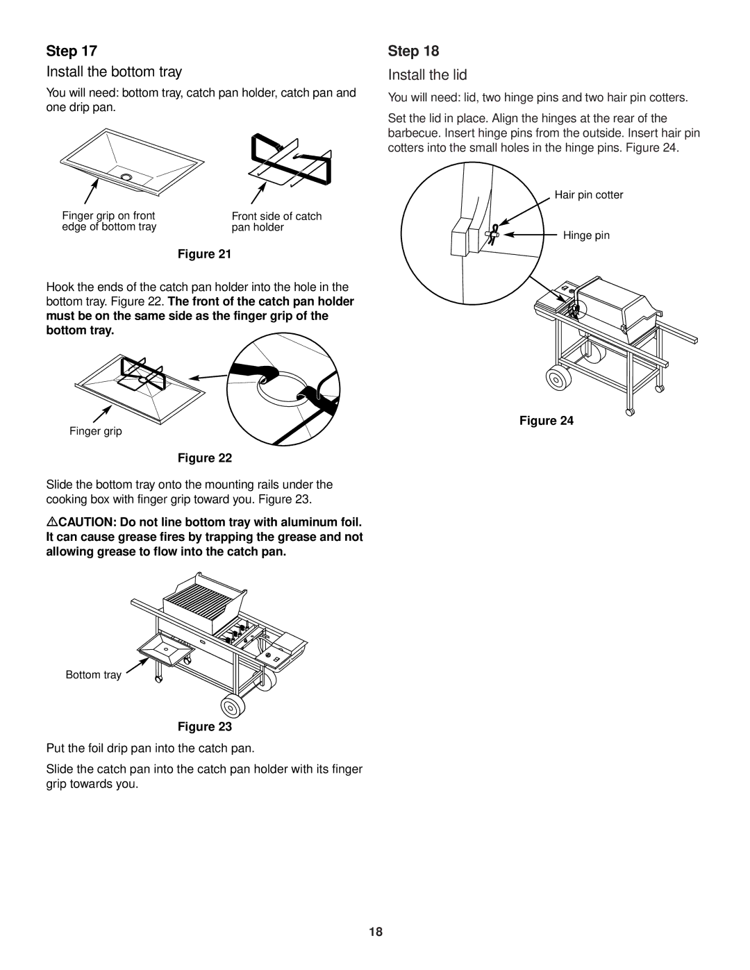 Weber 3100 owner manual Install the bottom tray, Install the lid 