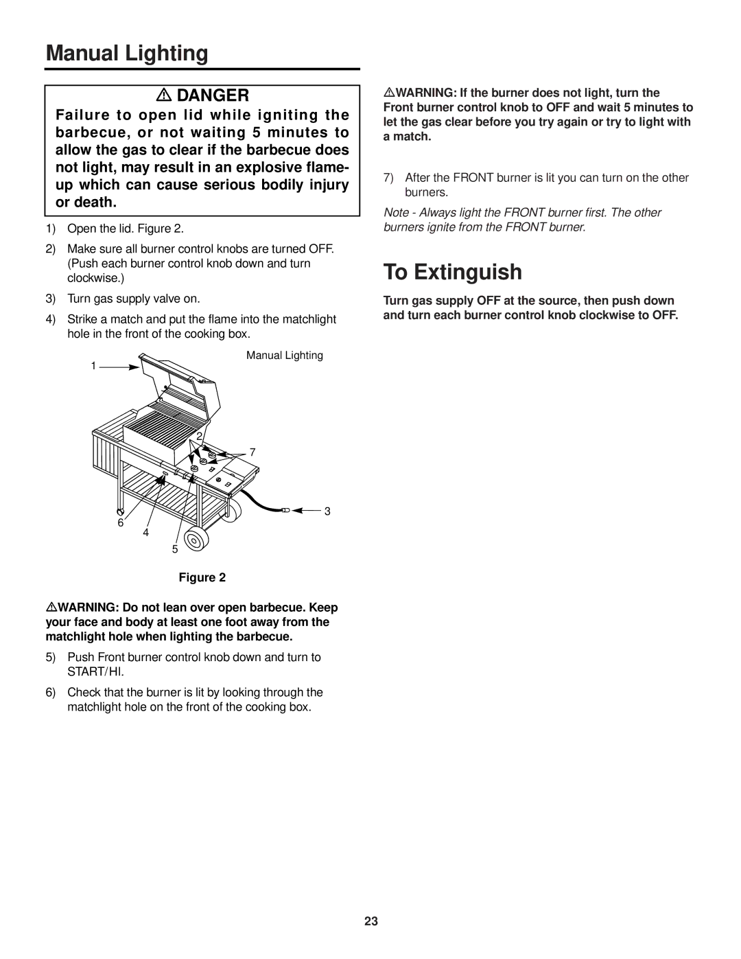 Weber 3100 owner manual Manual Lighting 