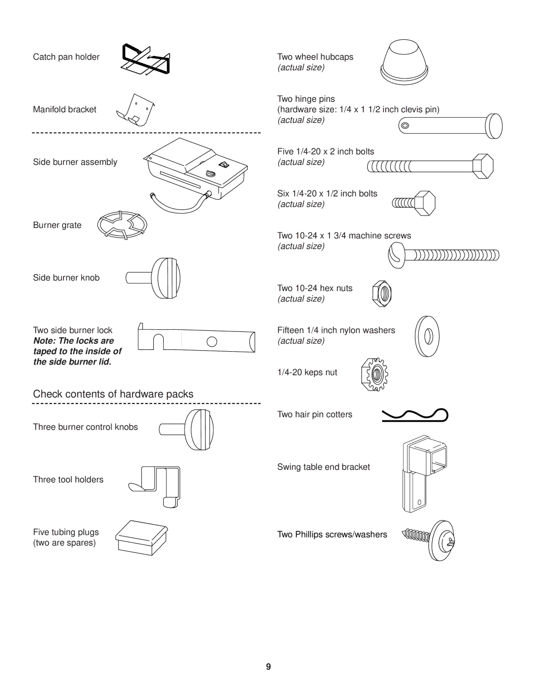 Weber 3100 owner manual Check contents of hardware packs 