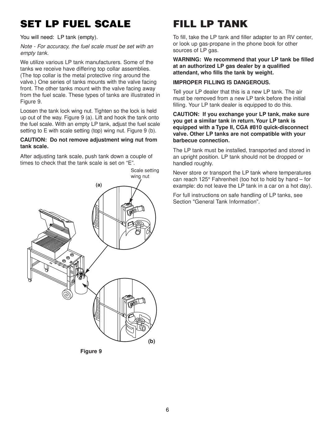 Weber 3200 LP, 2200 LP manual SET LP Fuel Scale, Fill LP Tank 