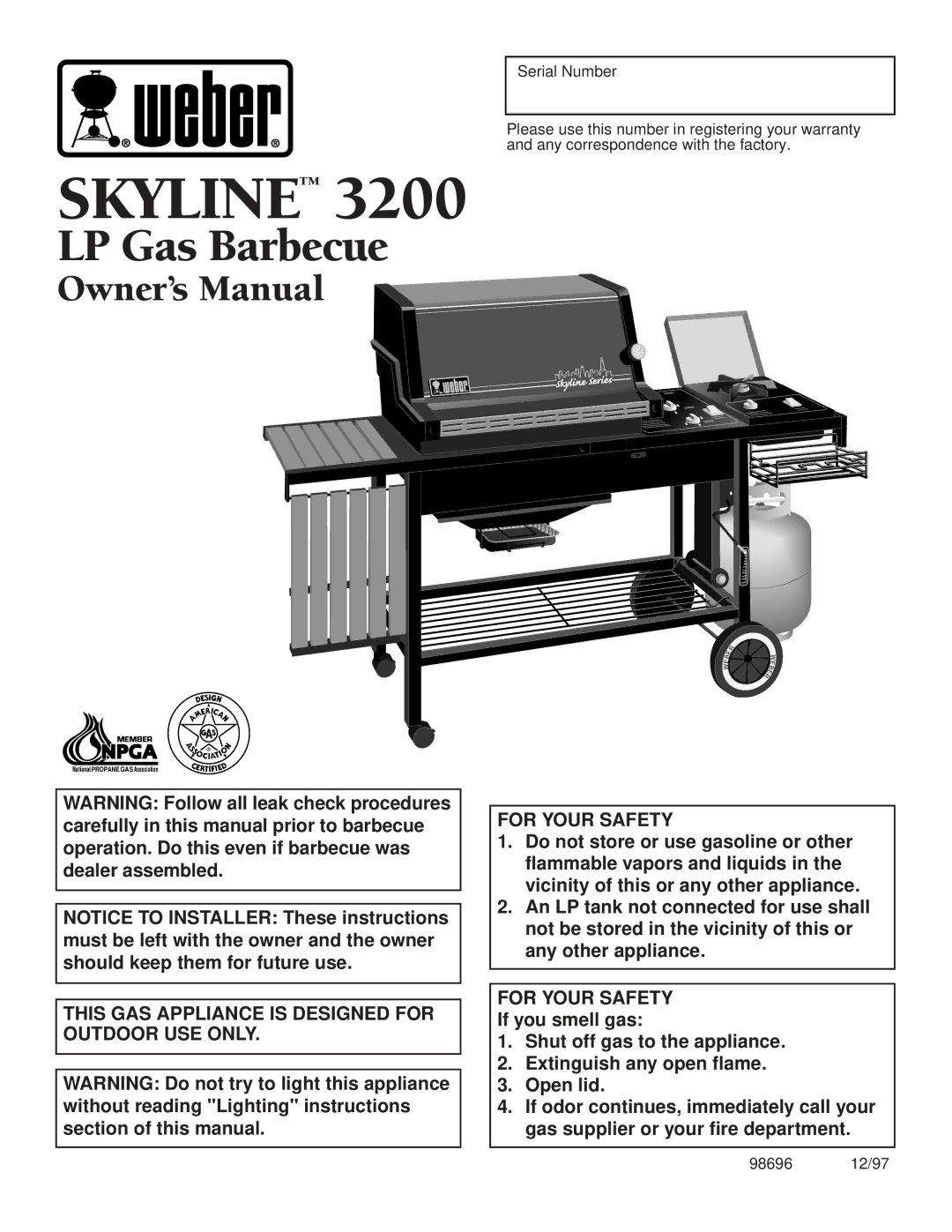 Weber 3200 owner manual Skyline 