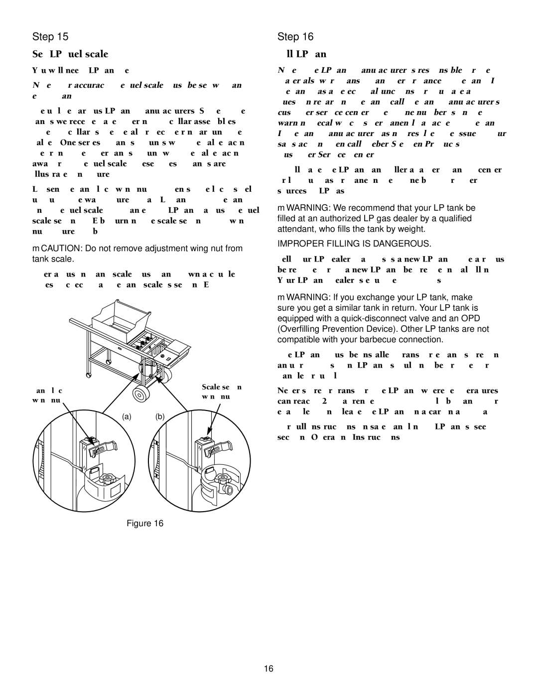 Weber 3200 owner manual Set LP fuel scale, Fill LP tank, MCAUTION Do not remove adjustment wing nut from tank scale 