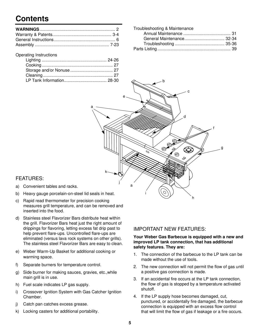 Weber 3200 owner manual Contents 