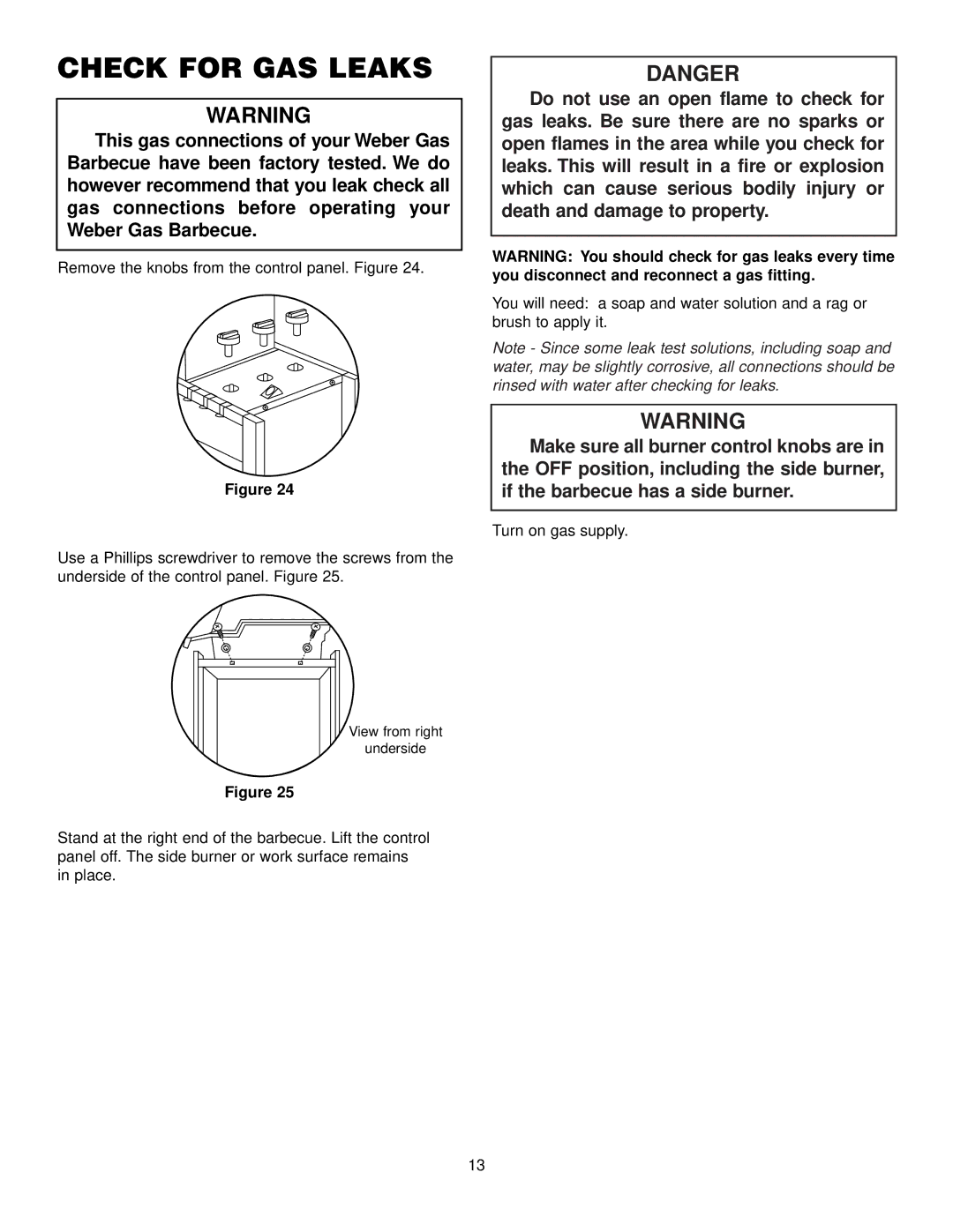 Weber 2200 NG, 3400 NG, 3200 NG manual Check for GAS Leaks 