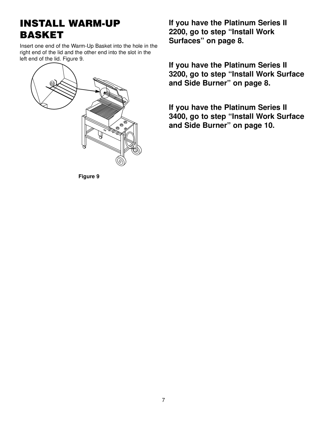 Weber 2200 NG, 3400 NG, 3200 NG manual Install WARM-UP Basket 