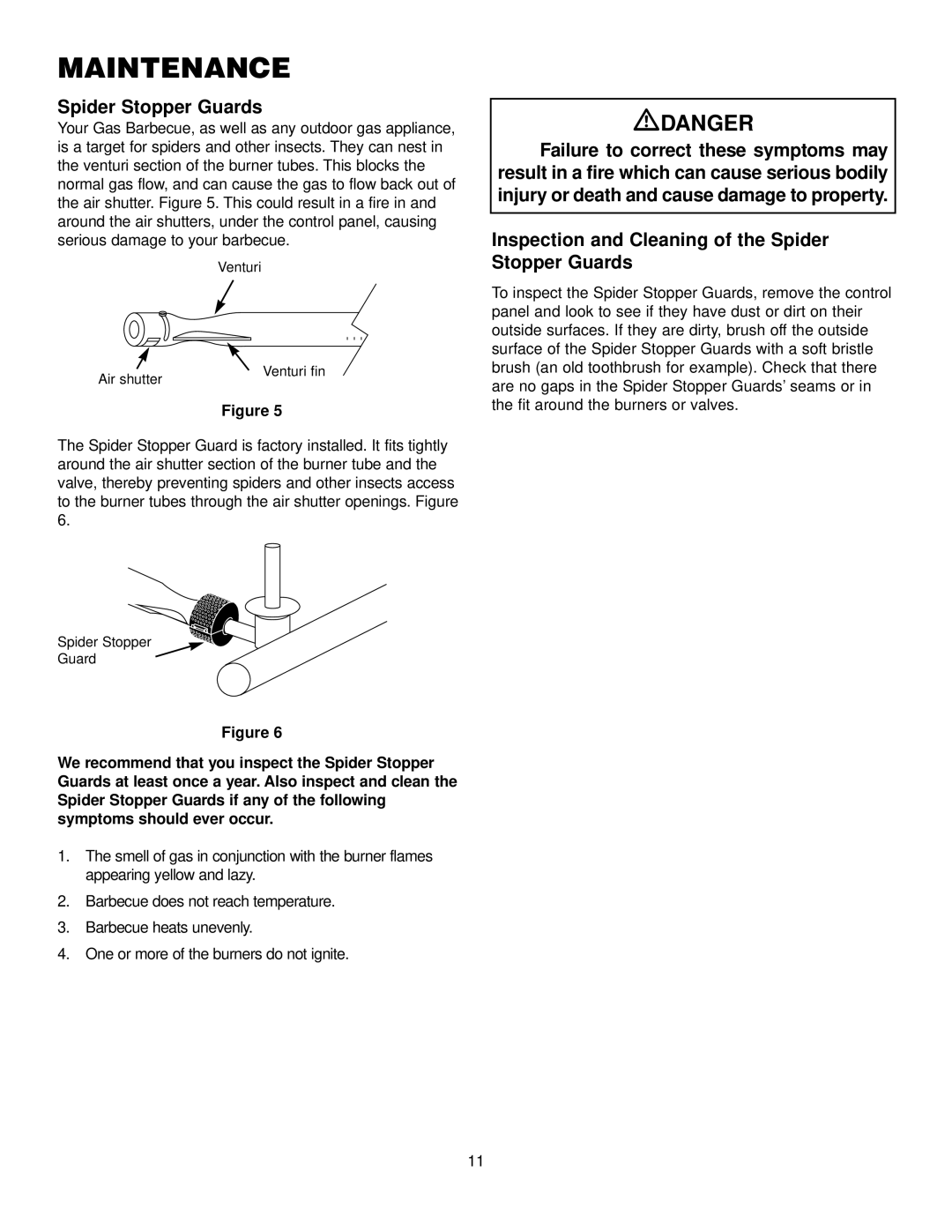 Weber 2200 NG, 3400 NG manual Maintenance, Inspection and Cleaning of the Spider Stopper Guards 