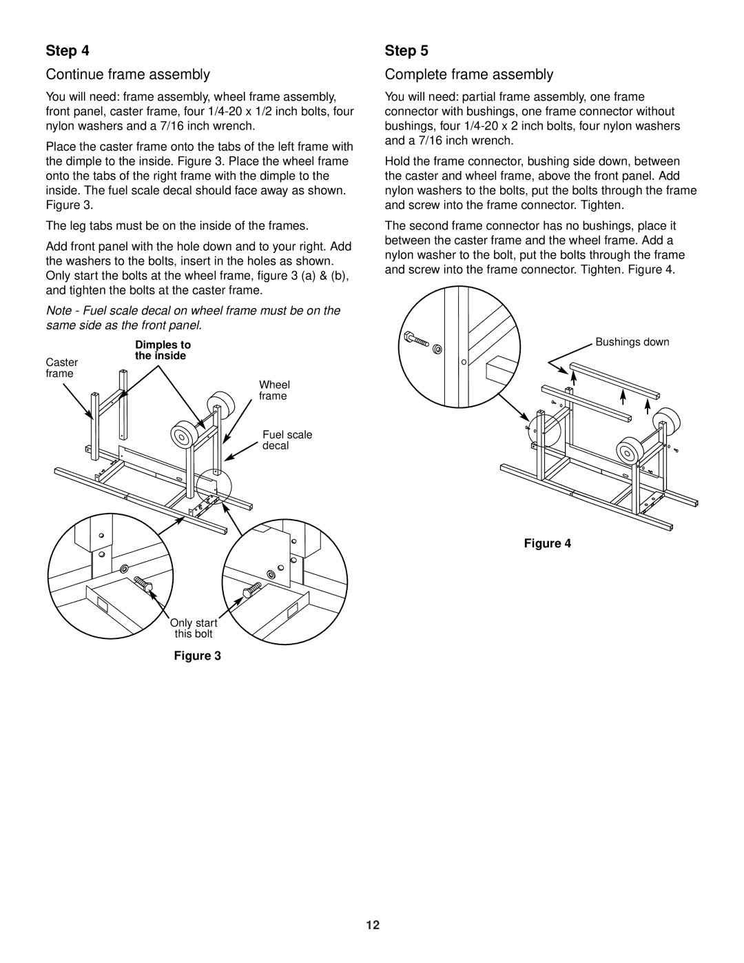 Weber 3400 Series owner manual Continue frame assembly, Complete frame assembly 