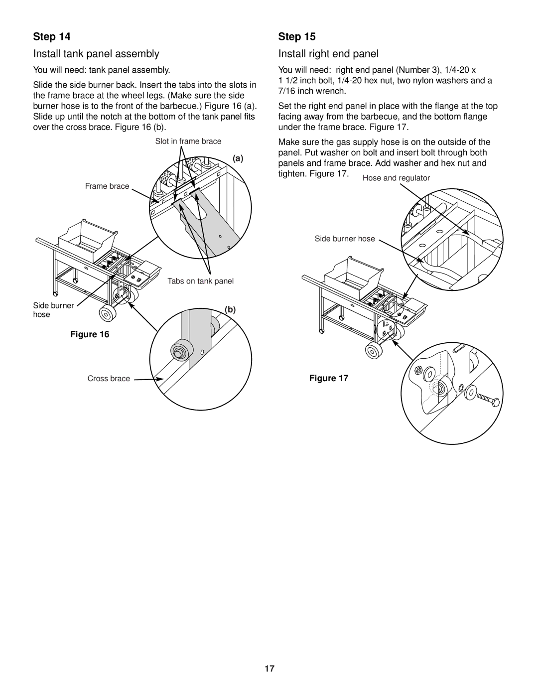 Weber 3400 Series owner manual Install tank panel assembly, Install right end panel 