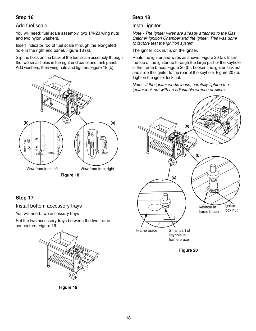 Weber 3400 Series owner manual Add fuel scale, Install igniter, Install bottom accessory trays 