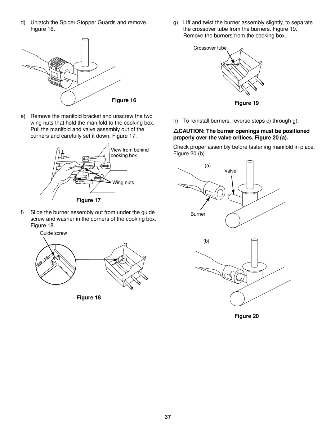 Weber 3400 Series owner manual To reinstall burners, reverse steps c through g 