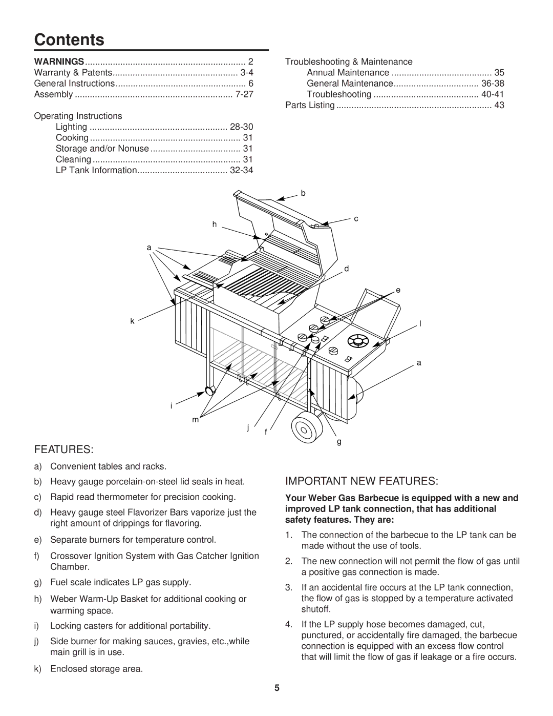 Weber 3400 Series owner manual Contents 