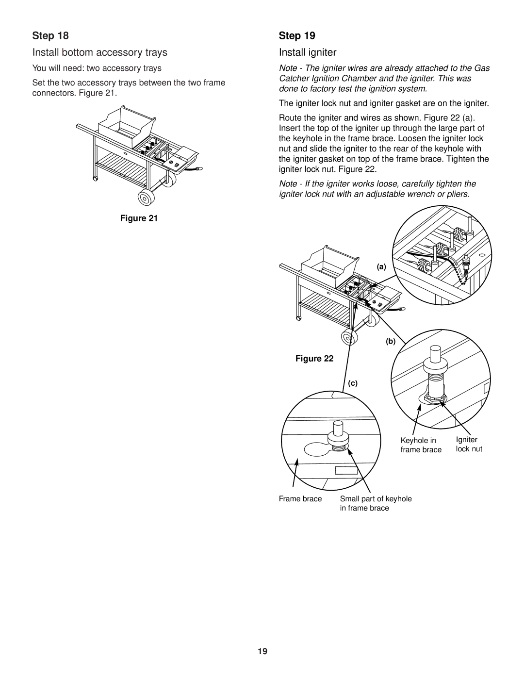 Weber 3400 owner manual Install bottom accessory trays, Install igniter 