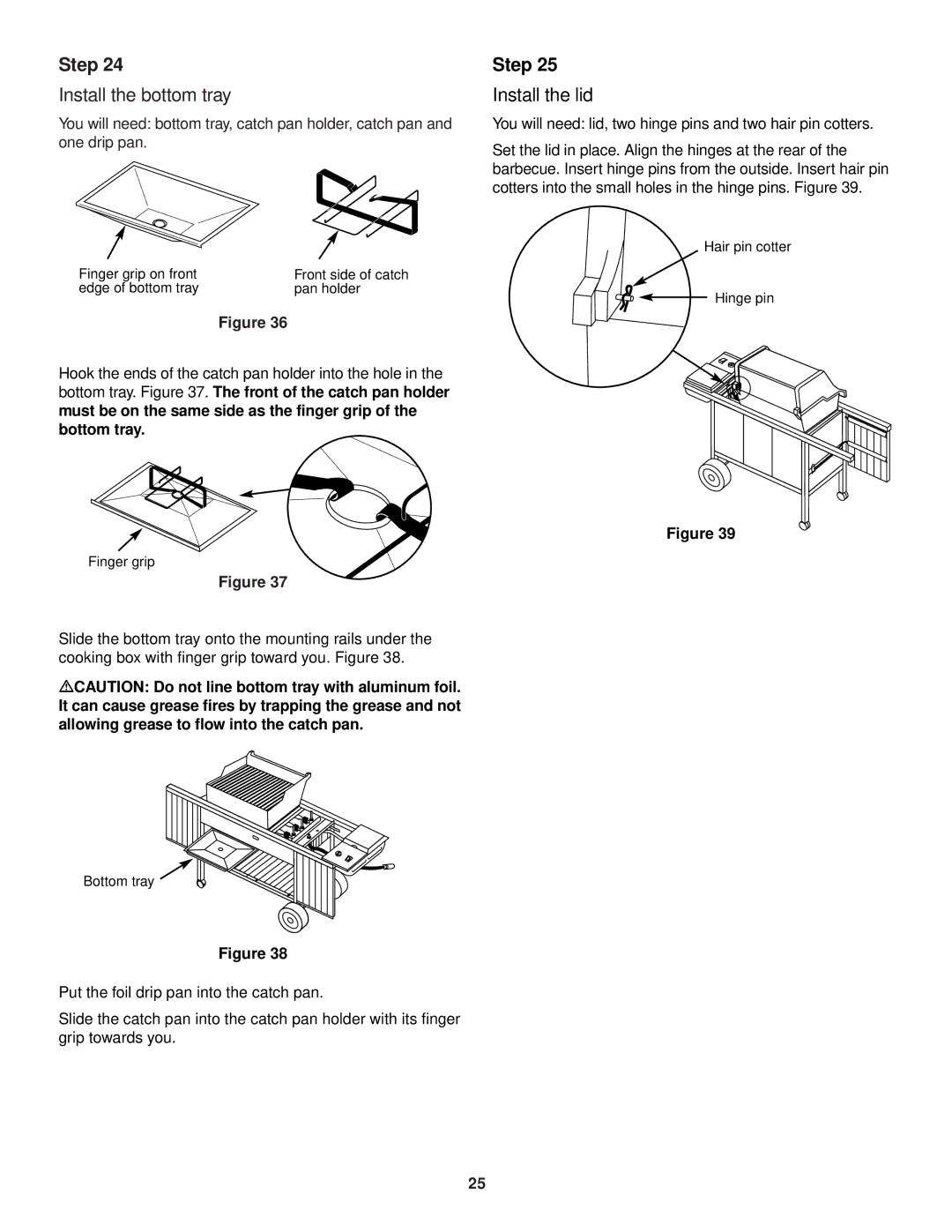 Weber 3400 owner manual Install the bottom tray, Install the lid 