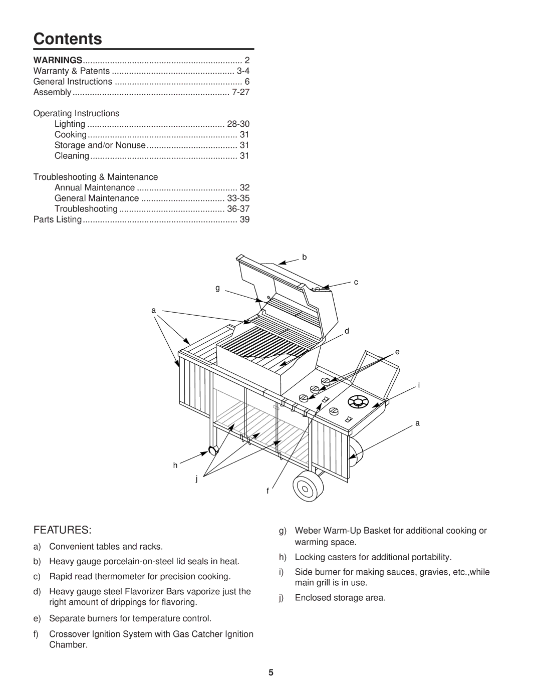 Weber 3400 owner manual Contents 