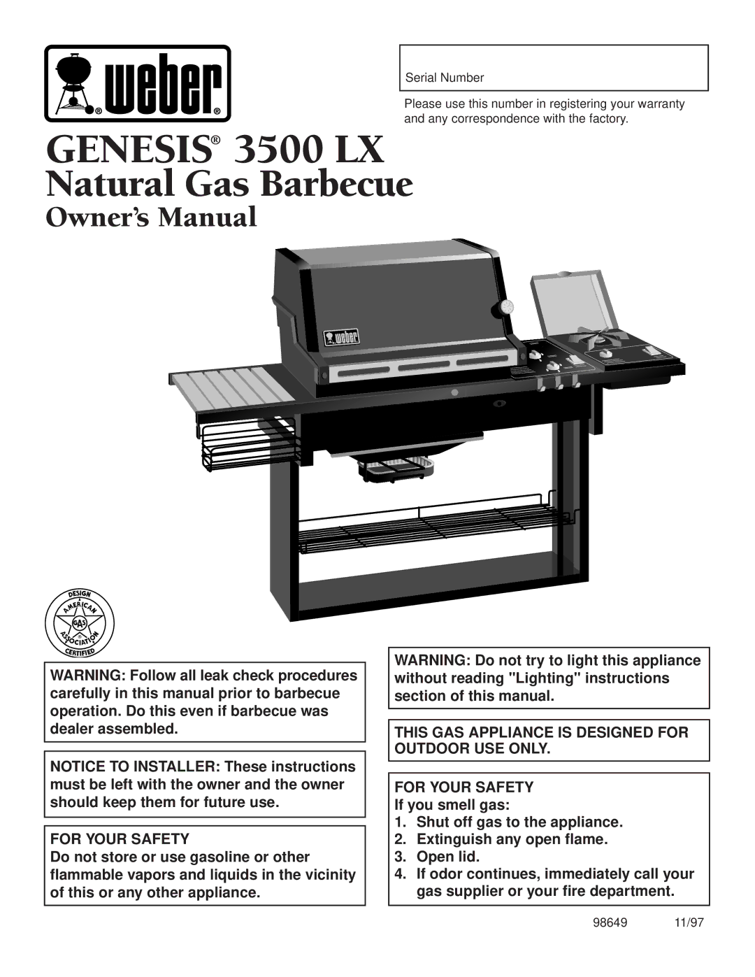 Weber owner manual Genesis 3500 LX 