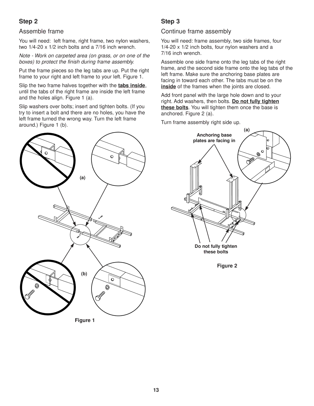 Weber 3500 LX owner manual Assemble frame, Continue frame assembly 