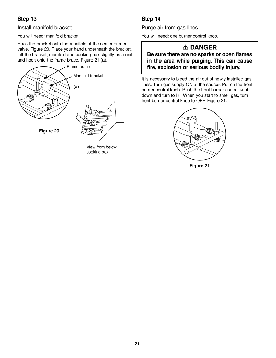 Weber 3500 LX owner manual Install manifold bracket, Purge air from gas lines 