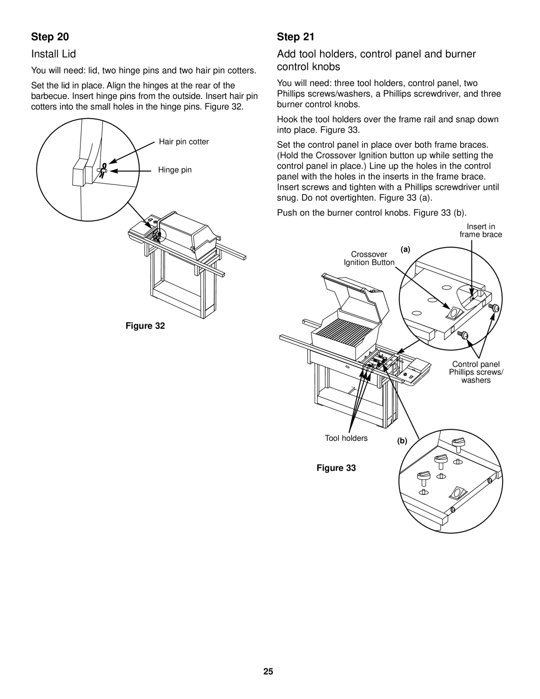 Weber 3500 LX owner manual Install Lid, Add tool holders, control panel and burner control knobs 