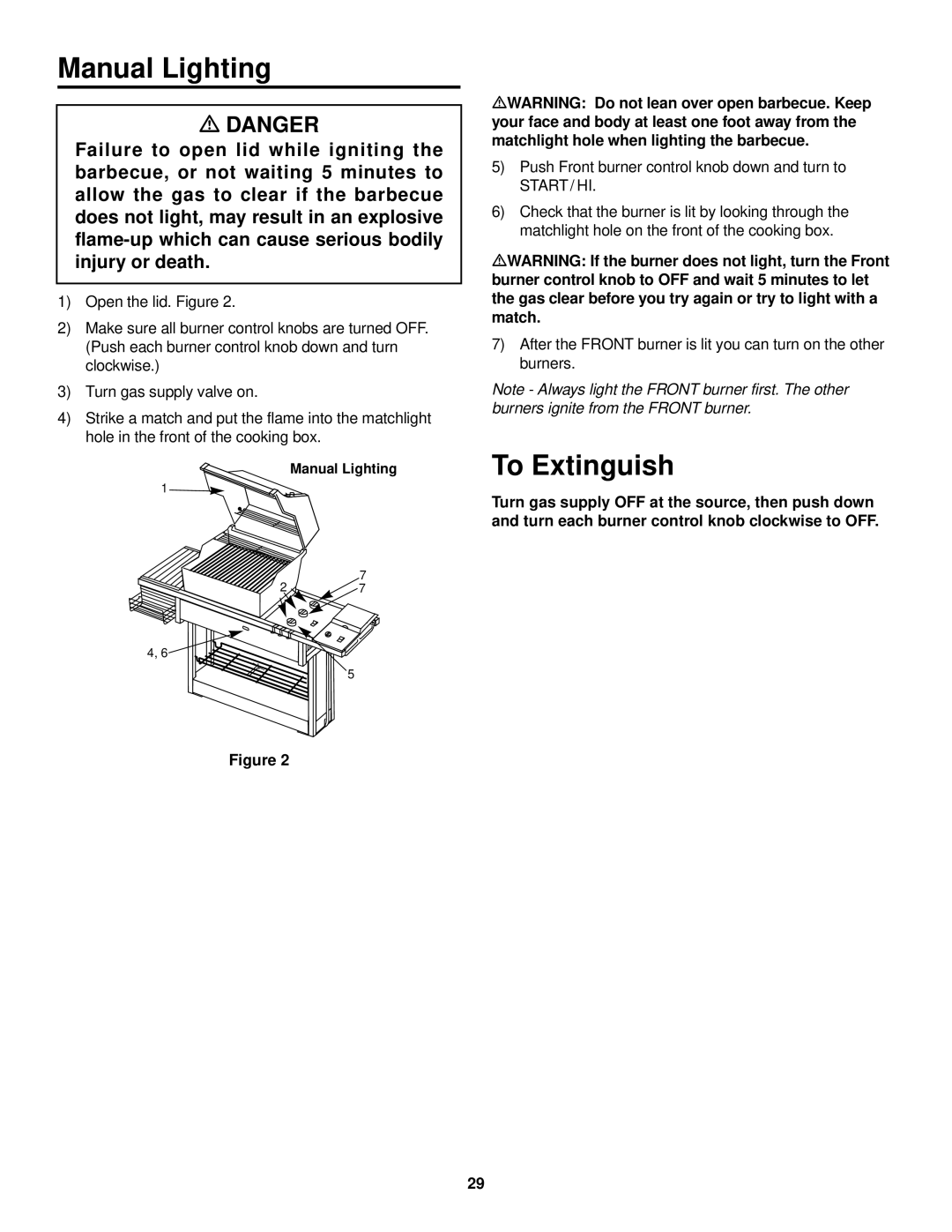 Weber 3500 LX owner manual Manual Lighting 