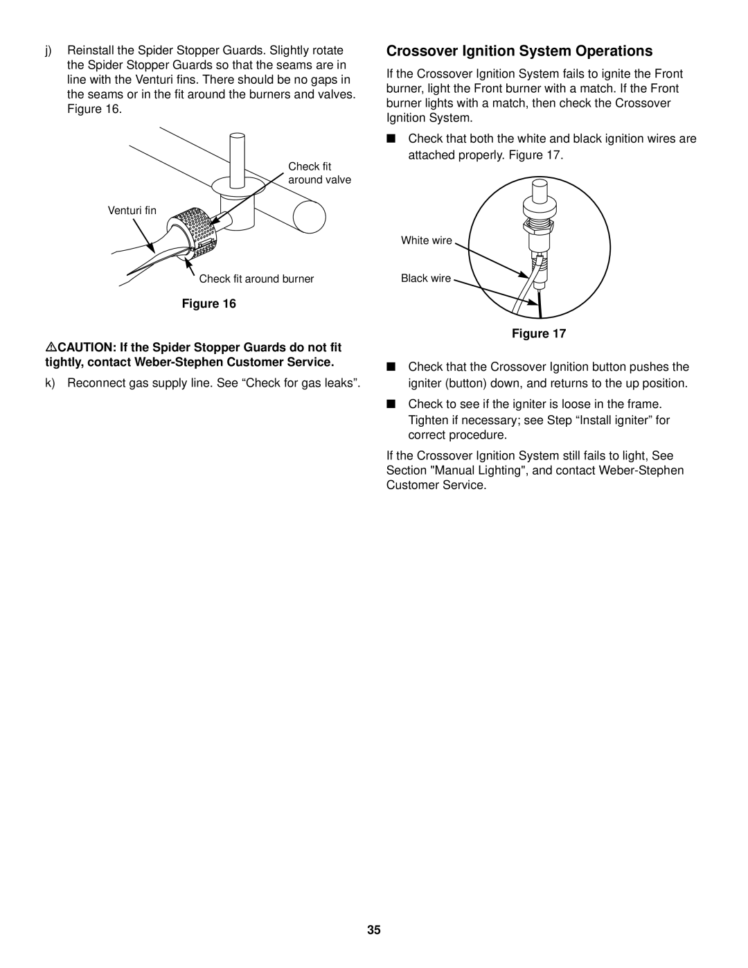 Weber 3500 LX owner manual Crossover Ignition System Operations 