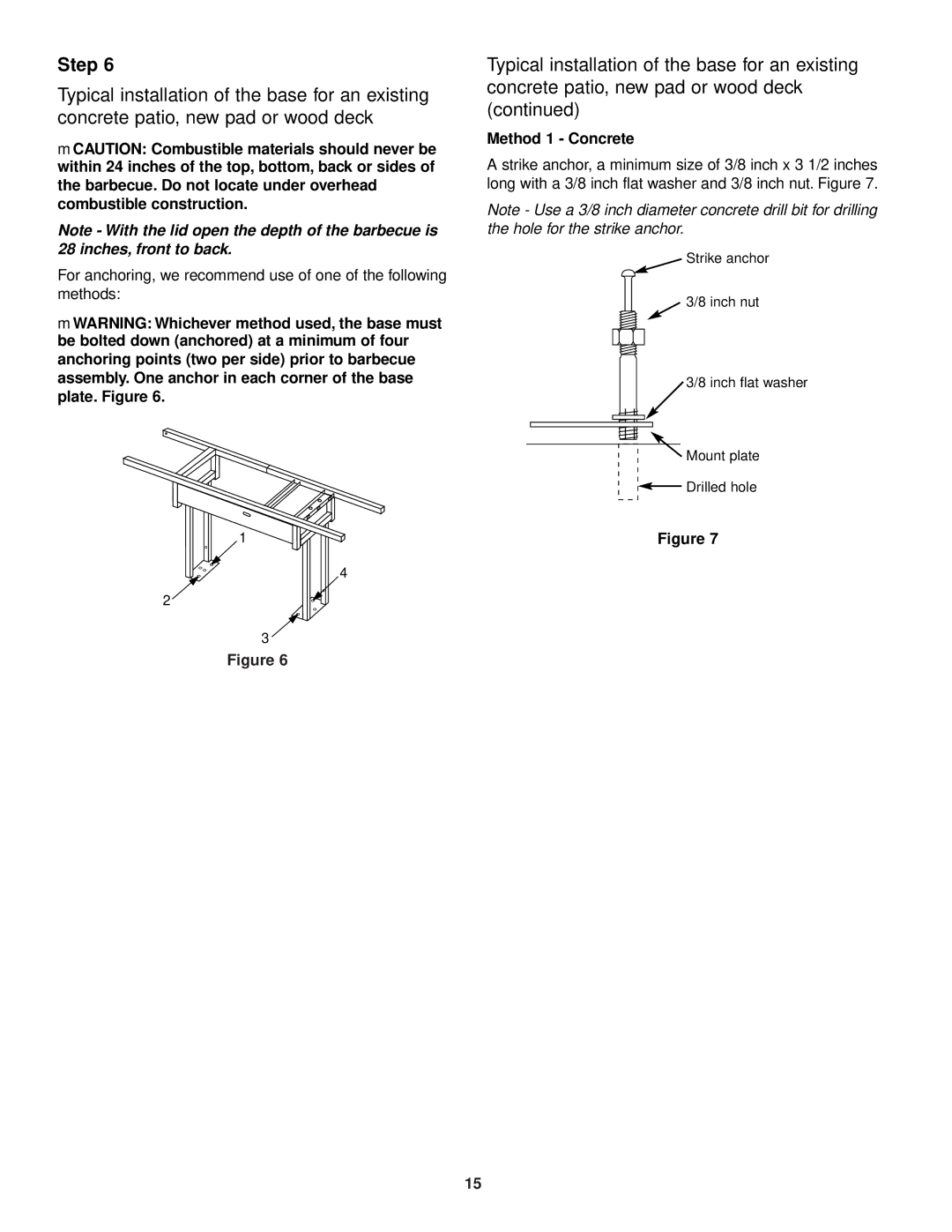 Weber 3500 owner manual Method 1 Concrete 