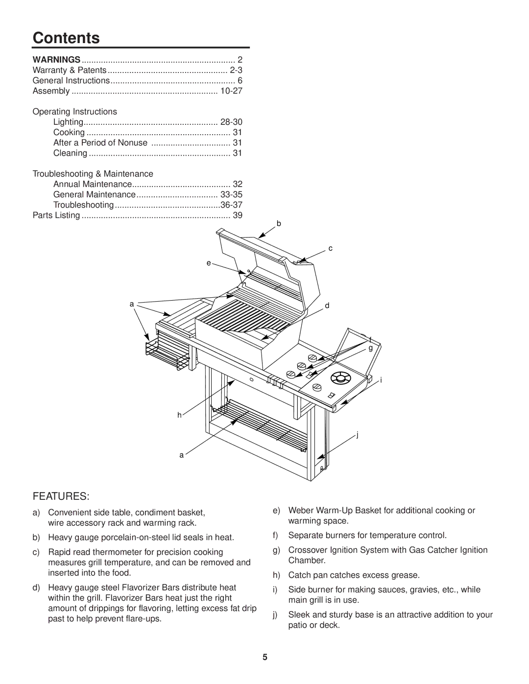 Weber 3500 owner manual Contents 