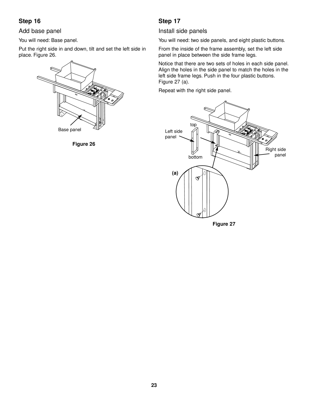 Weber 3500 owner manual Add base panel, Install side panels 