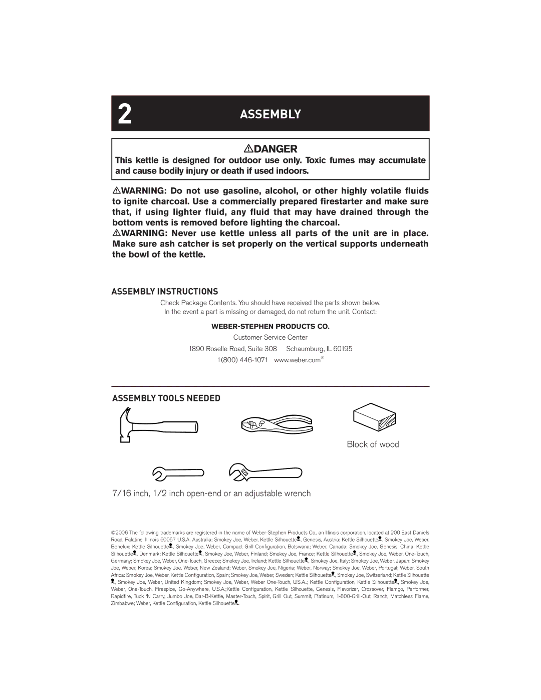 Weber 39950 manual Assembly Instructions, Assembly Tools Needed 