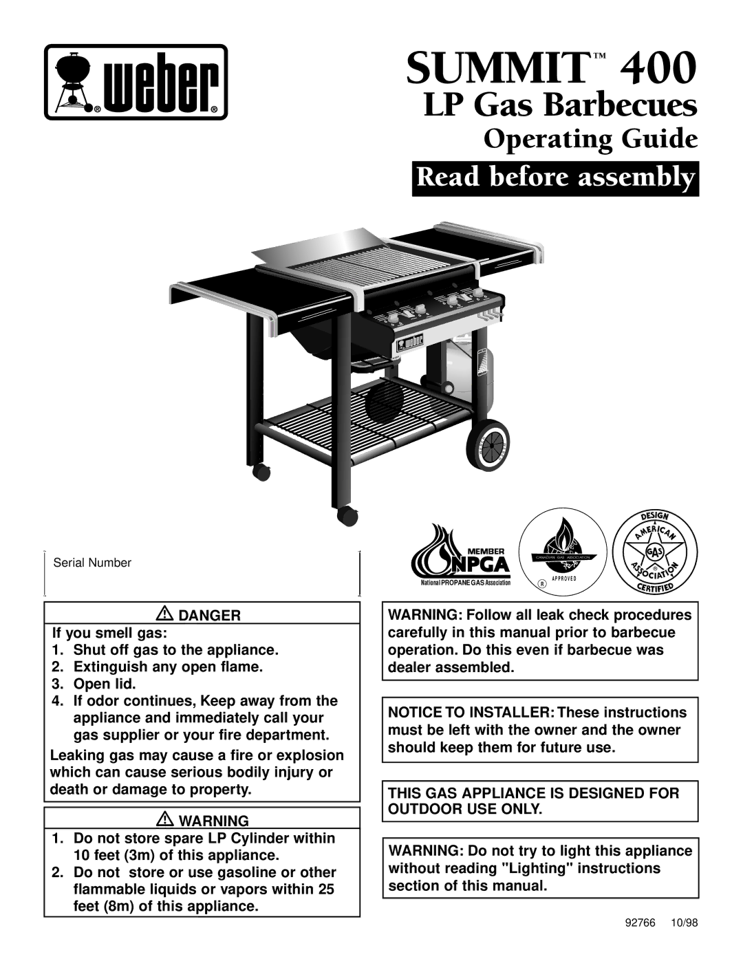 Weber 400 manual Summittm 