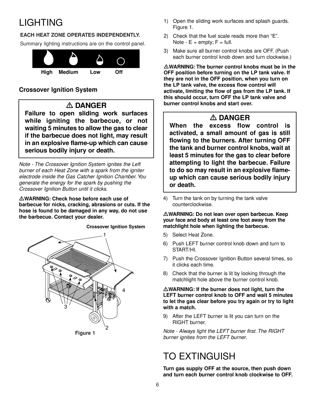 Weber 400 manual Lighting, To Extinguish 