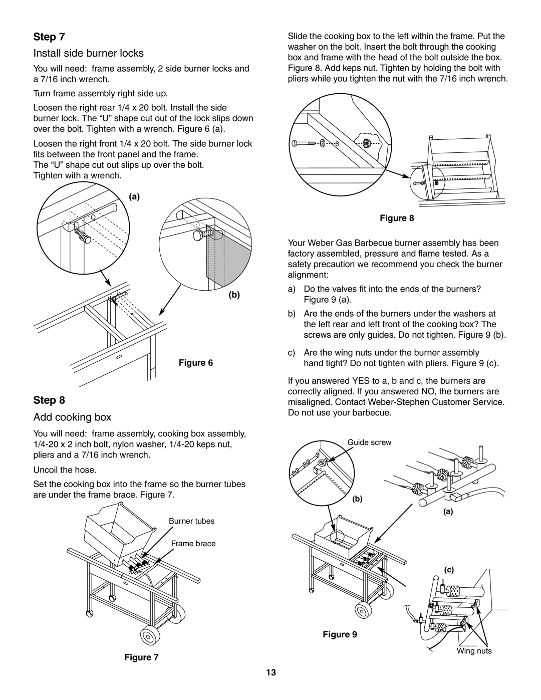 Weber 4000 owner manual Install side burner locks, Add cooking box 