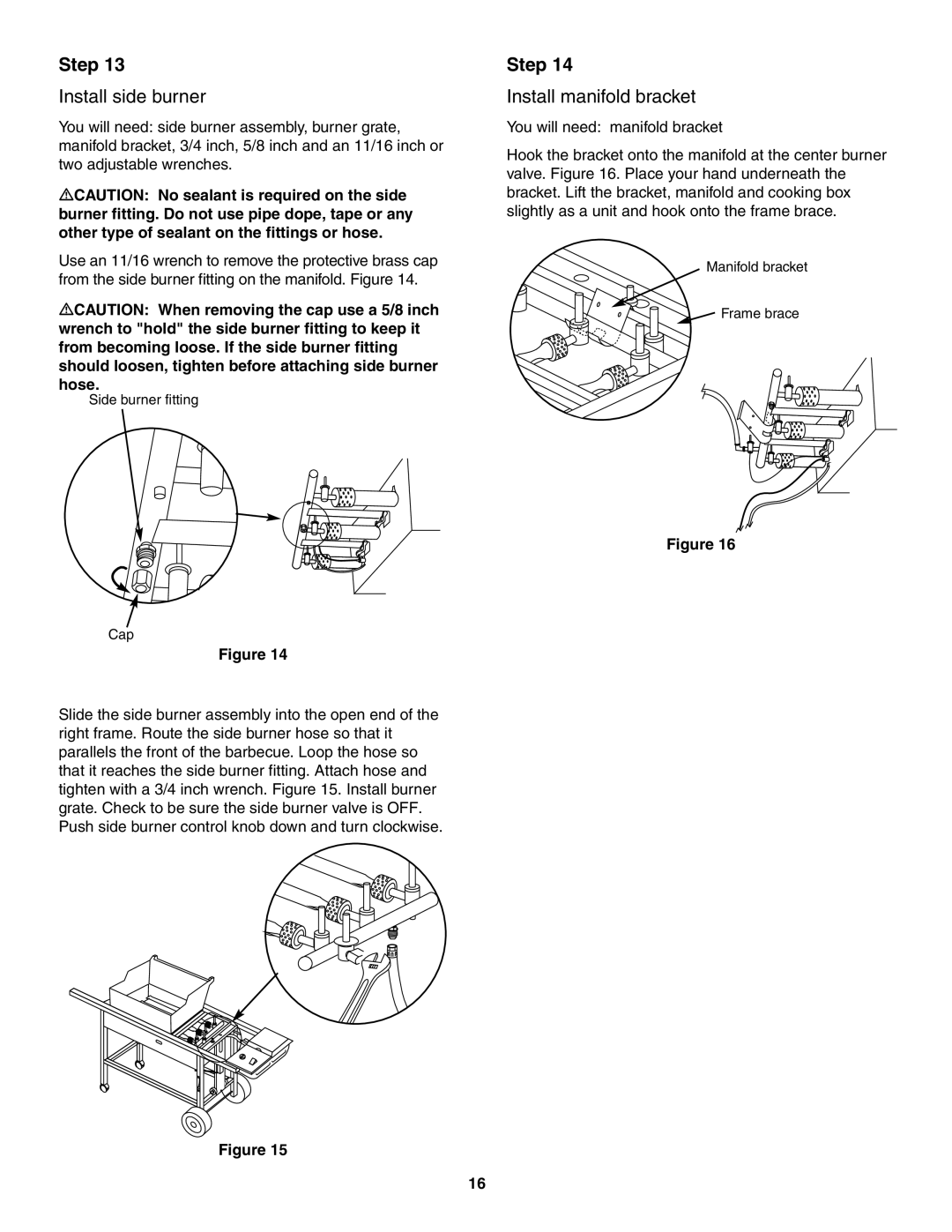 Weber 4000 owner manual Install side burner, Install manifold bracket 