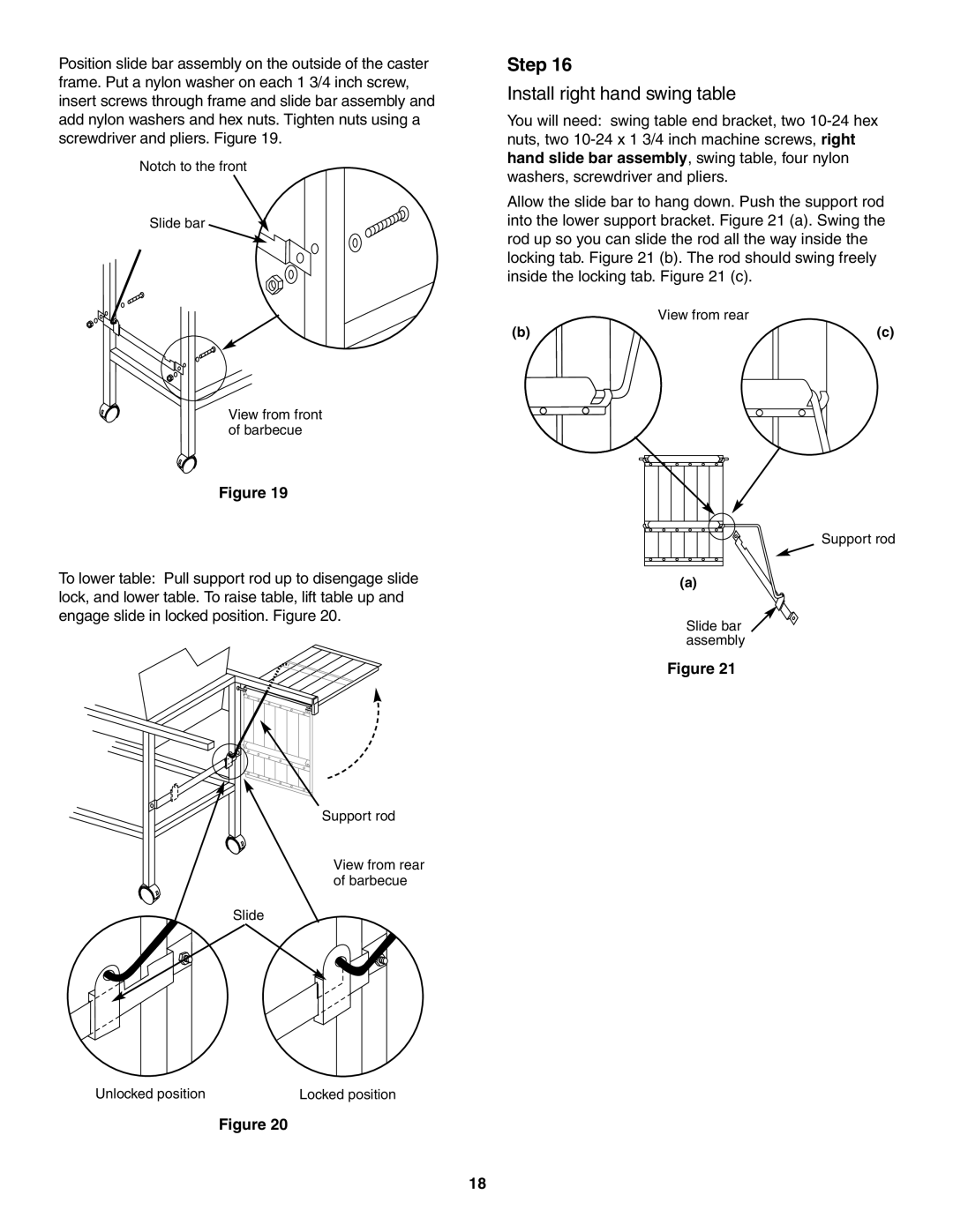 Weber 4000 owner manual Install right hand swing table 