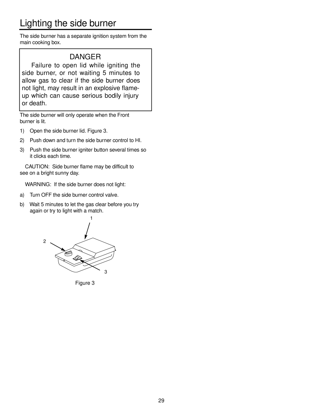 Weber 4000 owner manual Lighting the side burner, Side burner will only operate when the Front burner is lit 