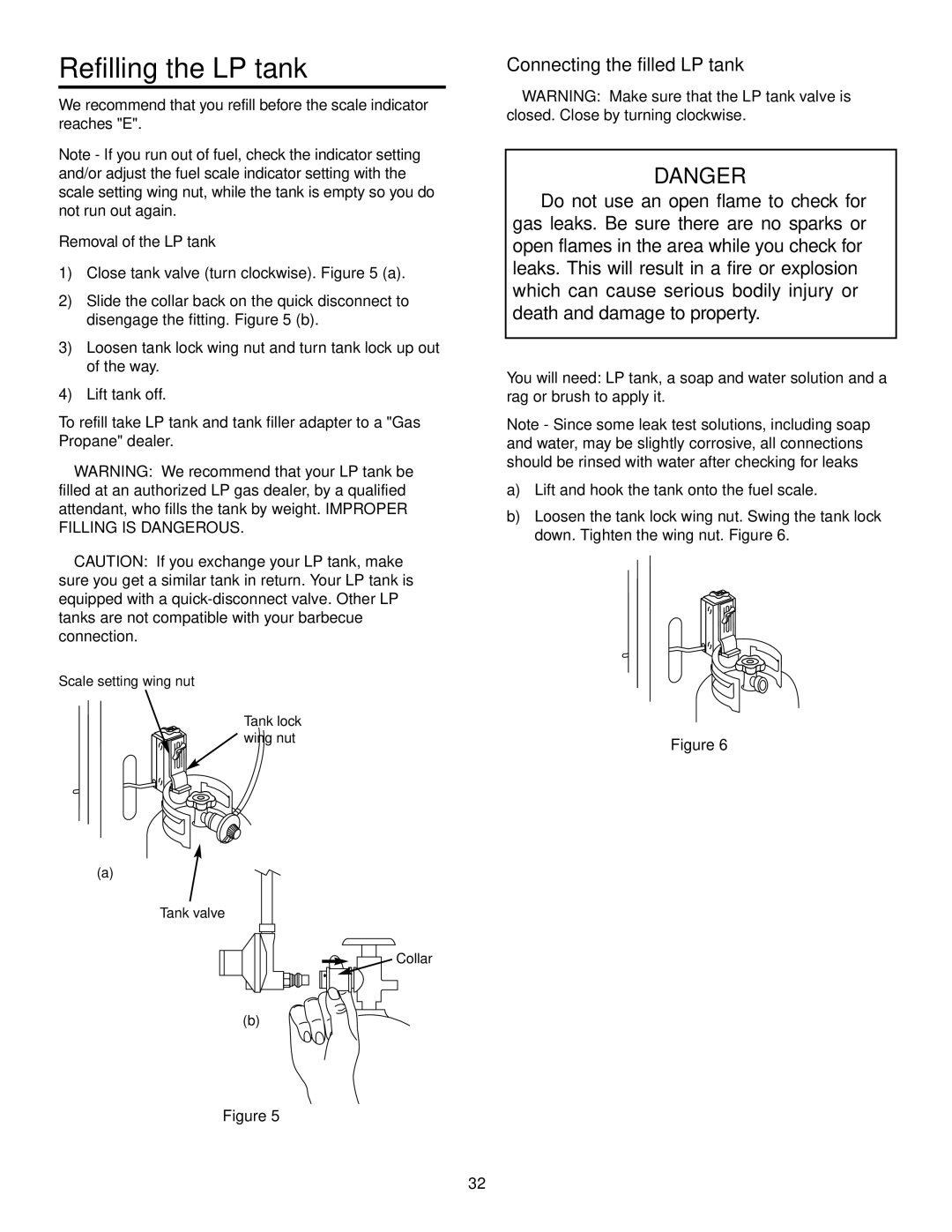 Weber 4000 owner manual Refilling the LP tank, Removal of the LP tank 