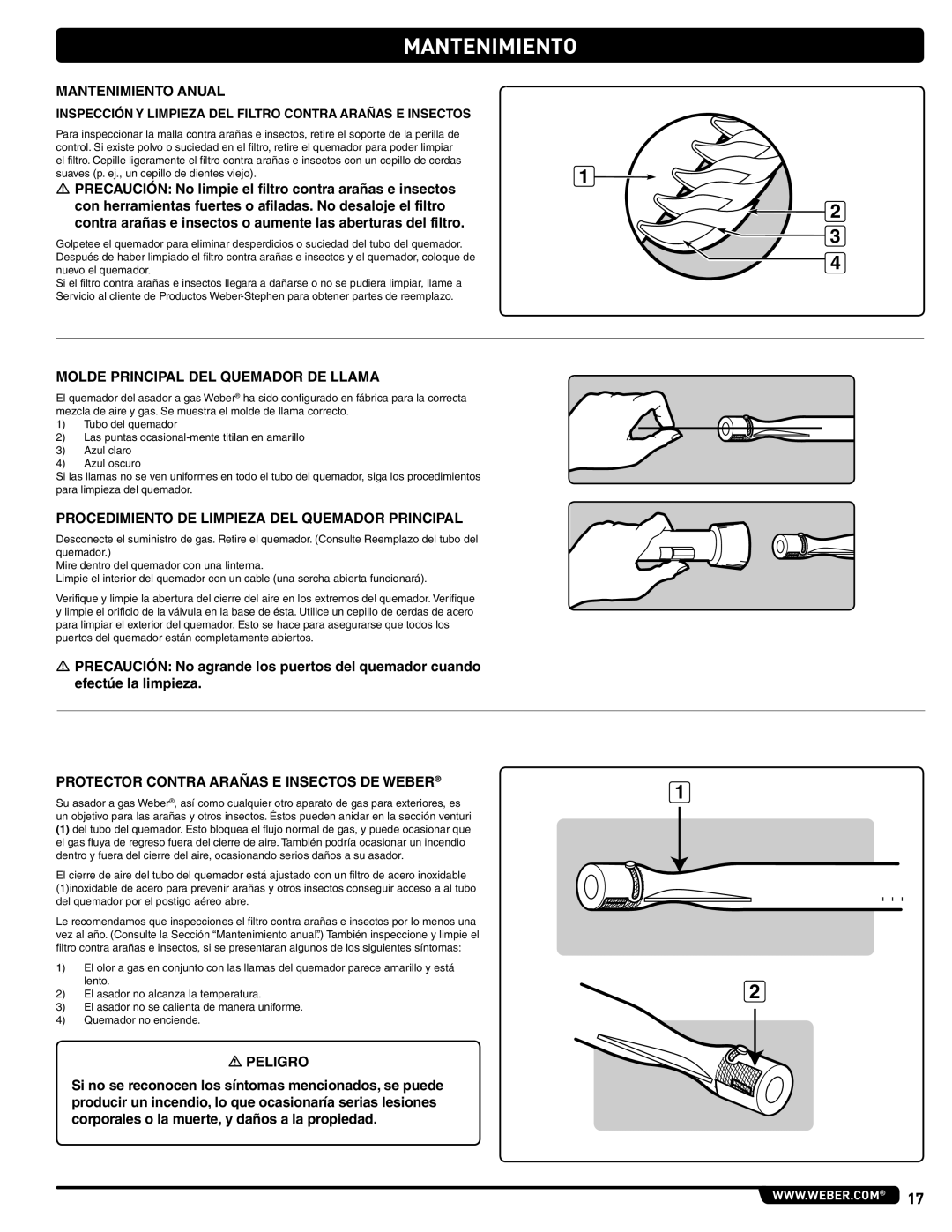 Weber 41061 Mantenimiento Anual, Molde Principal DEL Quemador DE Llama, Protector Contra Arañas E Insectos DE Weber 