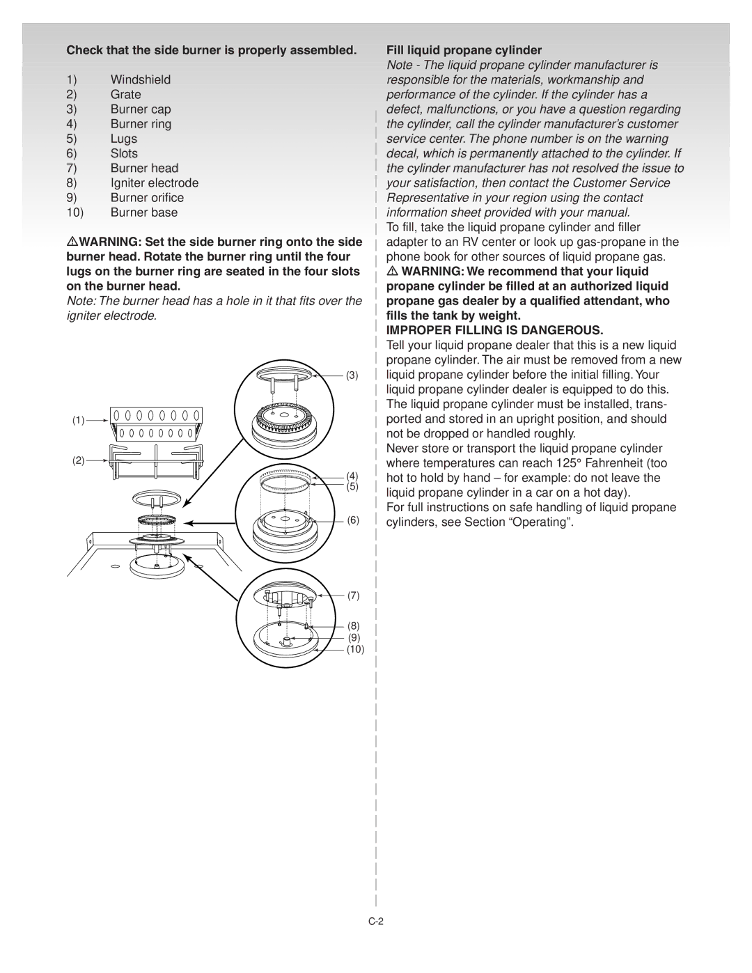 Weber 41081 manual Improper Filling is Dangerous 